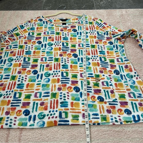 Ali Miles Colorful Geometric Print Tunic Top Size 3X 3/4 Sleeves Art to Wear - Picture 11 of 12
